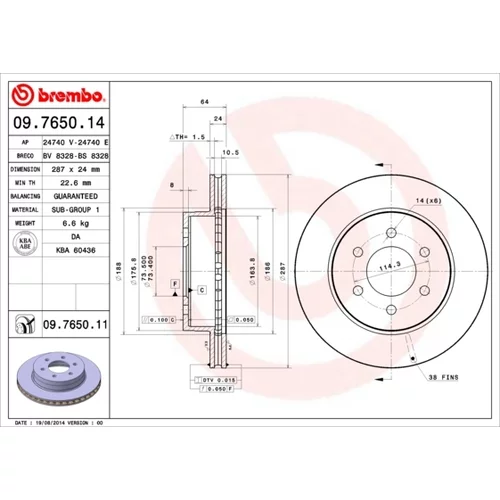 Brzdový kotúč BREMBO 09.7650.11