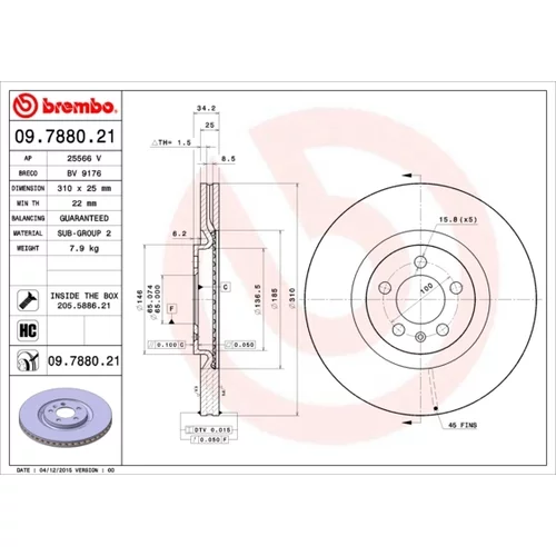 Brzdový kotúč BREMBO 09.7880.21