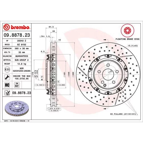 Brzdový kotúč BREMBO 09.8878.23