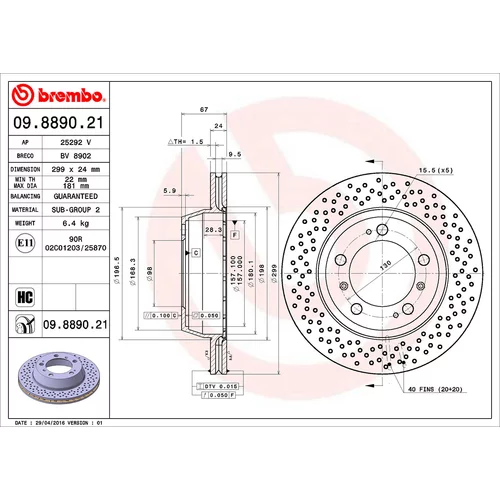 Brzdový kotúč BREMBO 09.8890.21