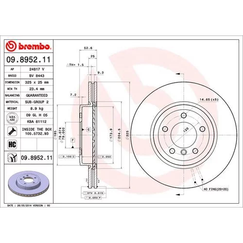 Brzdový kotúč 09.8952.11 /BREMBO/