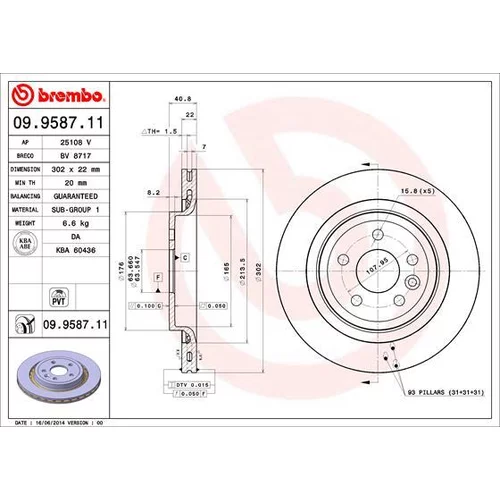 Brzdový kotúč BREMBO 09.9587.11