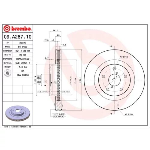 Brzdový kotúč BREMBO 09.A287.10