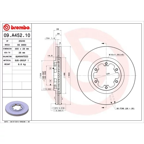 Brzdový kotúč BREMBO 09.A452.10