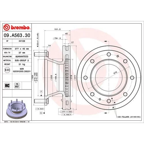 Brzdový kotúč BREMBO 09.A563.30