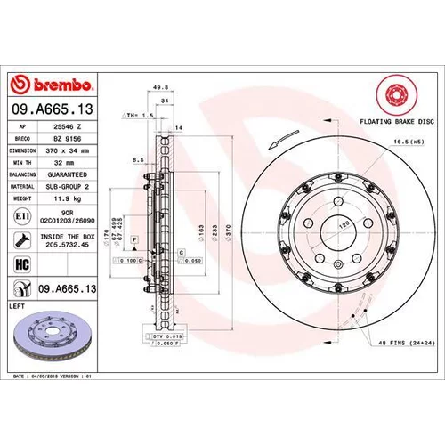 Brzdový kotúč BREMBO 09.A665.13