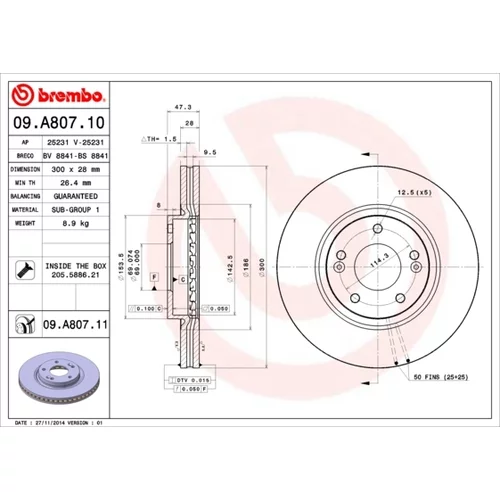 Brzdový kotúč BREMBO 09.A807.11