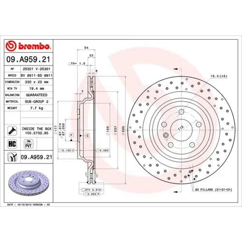 Brzdový kotúč BREMBO 09.A959.21