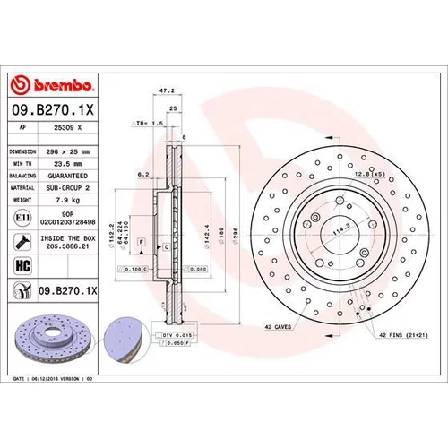 Brzdový kotúč BREMBO 09.B270.1X