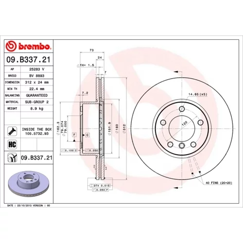 Brzdový kotúč BREMBO 09.B337.21