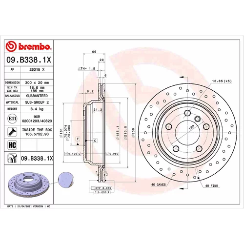 Brzdový kotúč BREMBO 09.B338.1X