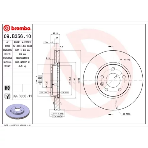 Brzdový kotúč BREMBO 09.B356.11