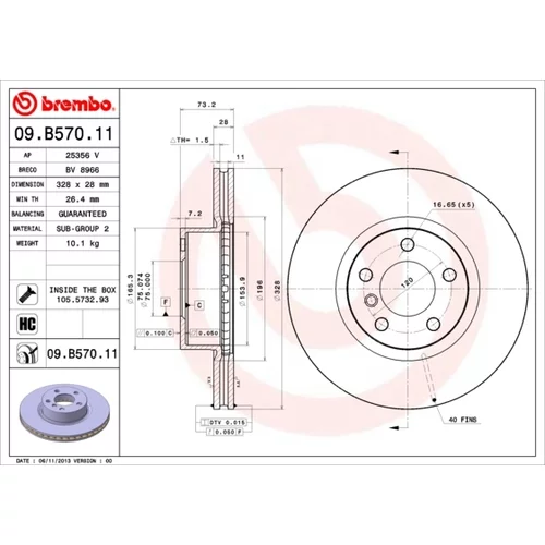 Brzdový kotúč BREMBO 09.B570.11