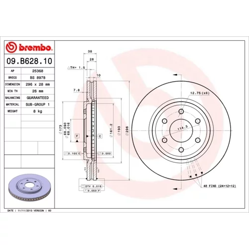 Brzdový kotúč BREMBO 09.B628.10