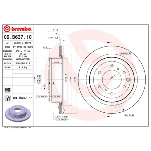 Brzdový kotúč BREMBO 09.B637.11