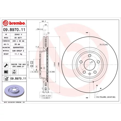 Brzdový kotúč BREMBO 09.B970.11