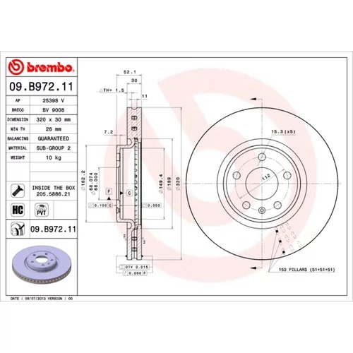 Brzdový kotúč BREMBO 09.B972.11