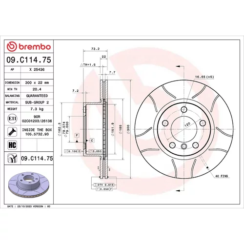 Brzdový kotúč BREMBO 09.C114.75