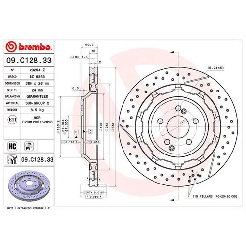 Brzdový kotúč BREMBO 09.C128.33