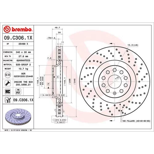 Brzdový kotúč BREMBO 09.C306.1X