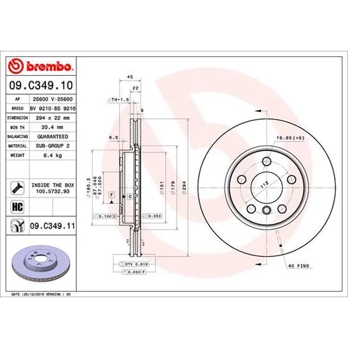 Brzdový kotúč BREMBO 09.C349.11