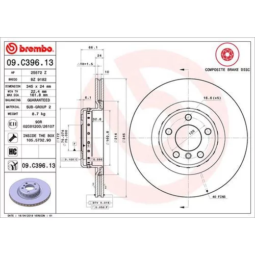 Brzdový kotúč 09.C396.13 /BREMBO/