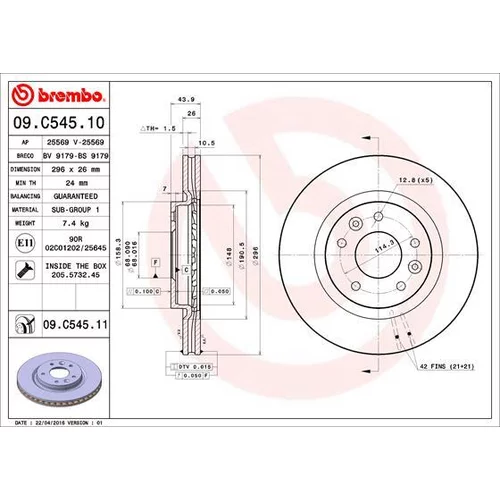 Brzdový kotúč BREMBO 09.C545.11