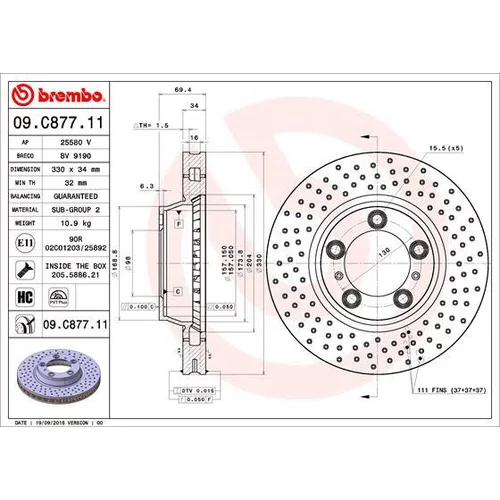 Brzdový kotúč BREMBO 09.C877.11