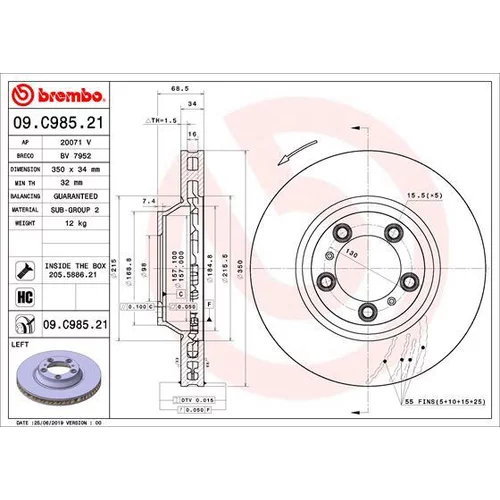 Brzdový kotúč BREMBO 09.C985.21