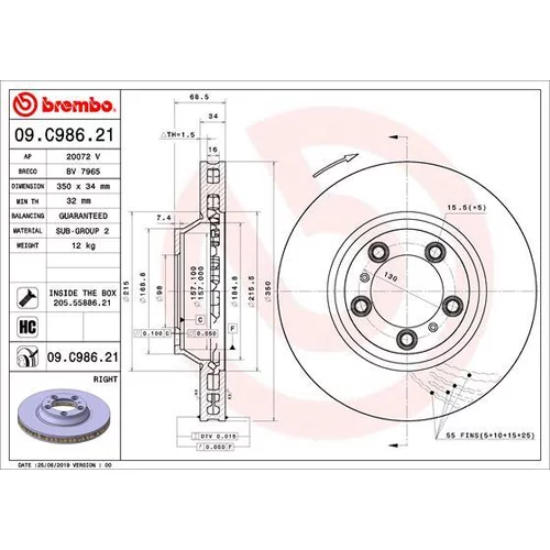 Brzdový kotúč BREMBO 09.C986.21