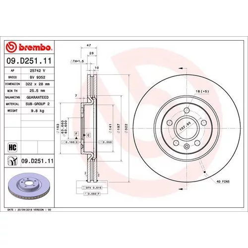 Brzdový kotúč BREMBO 09.D251.11