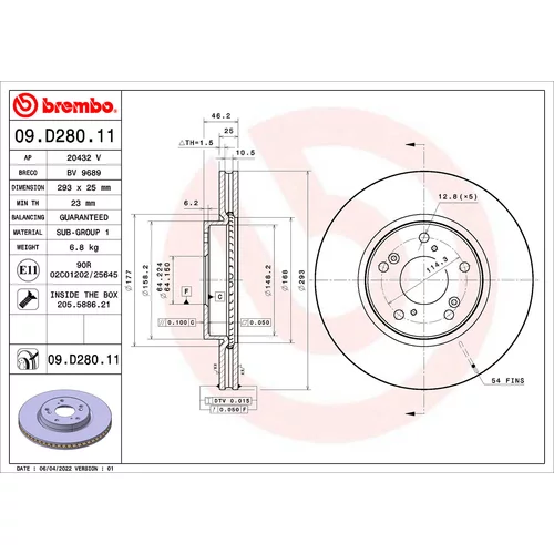 Brzdový kotúč BREMBO 09.D280.11