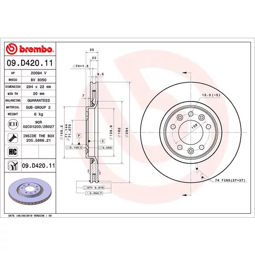 Brzdový kotúč BREMBO 09.D420.11