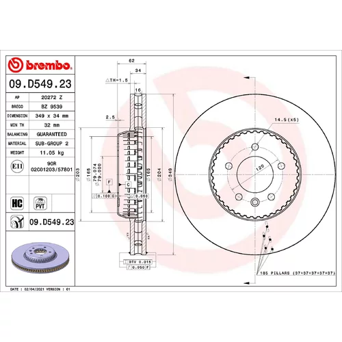 Brzdový kotúč BREMBO 09.D549.23