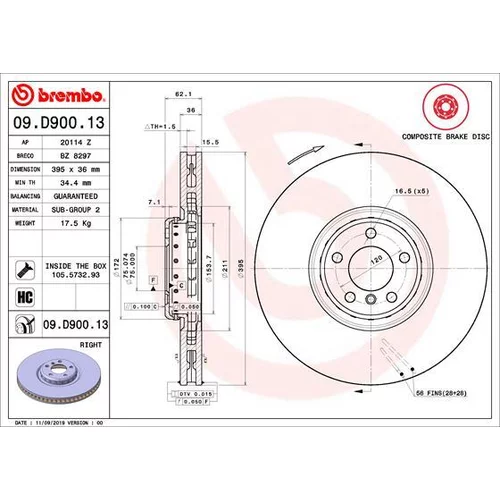 Brzdový kotúč 09.D900.13 /BREMBO/