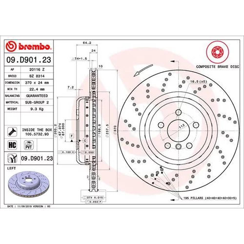 Brzdový kotúč BREMBO 09.D901.23