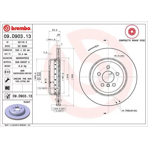 Brzdový kotúč BREMBO 09.D903.13