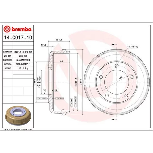 Brzdový bubon BREMBO 14.C017.10