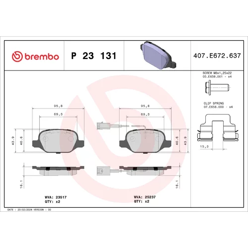 Sada brzdových platničiek kotúčovej brzdy BREMBO P 23 131