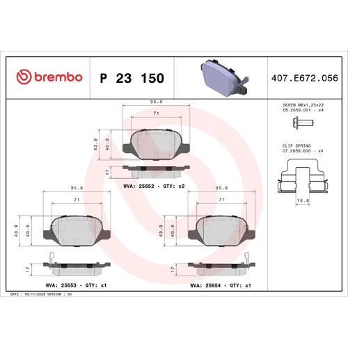 Sada brzdových platničiek kotúčovej brzdy BREMBO P 23 150