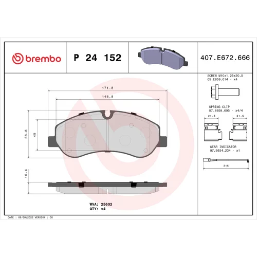 Sada brzdových platničiek kotúčovej brzdy BREMBO P 24 152