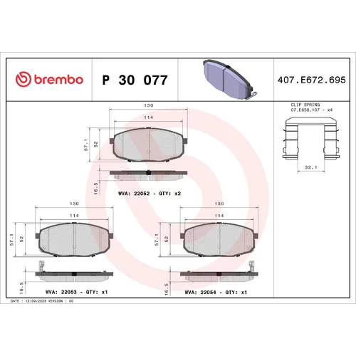 Sada brzdových platničiek kotúčovej brzdy BREMBO P 30 077