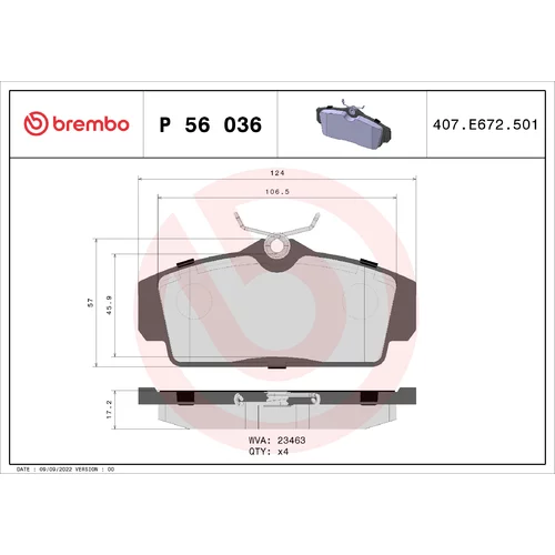 Sada brzdových platničiek kotúčovej brzdy BREMBO P 56 036