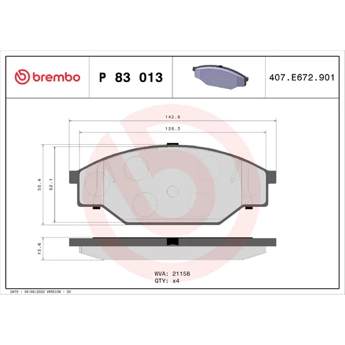 Sada brzdových platničiek kotúčovej brzdy BREMBO P 83 013