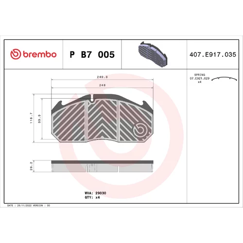 Sada brzdových platničiek kotúčovej brzdy BREMBO P B7 005