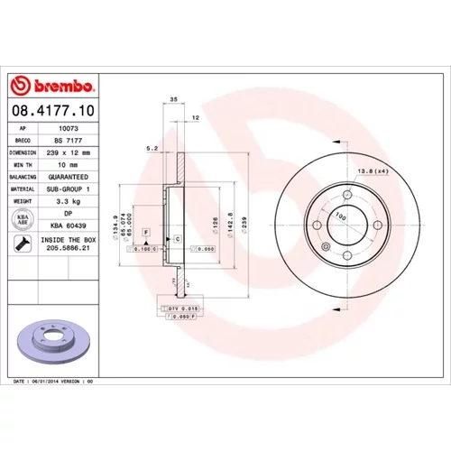 Brzdový kotúč BREMBO 08.4177.10