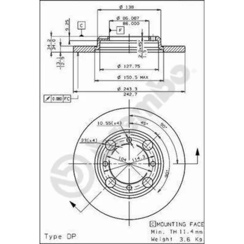 Brzdový kotúč BREMBO 08.4786.10