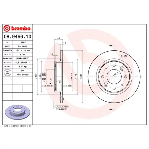 Brzdový kotúč BREMBO 08.9466.10