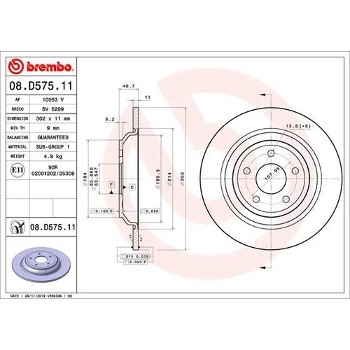 Brzdový kotúč 08.D575.11 /BREMBO/