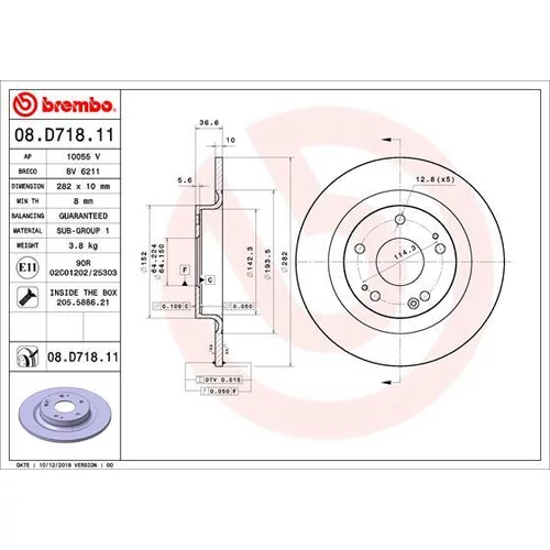 Brzdový kotúč BREMBO 08.D718.11